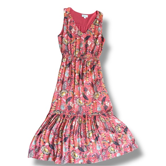 Evereve Dresses & Skirts - Evereve Brielle Orange Floral Sleeveless Boho Midi Dress Size Small